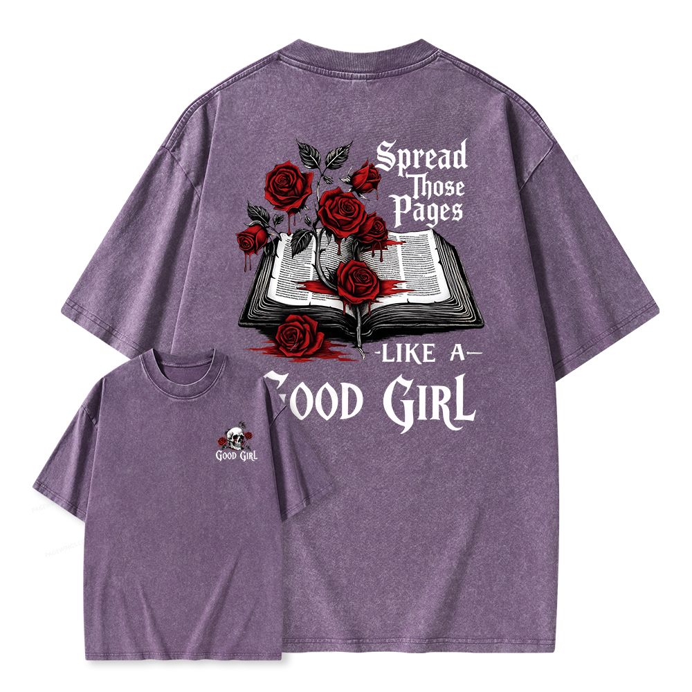 Pagewings Spread Those Pages Like a Good Girl Unisex Washed T-shirt