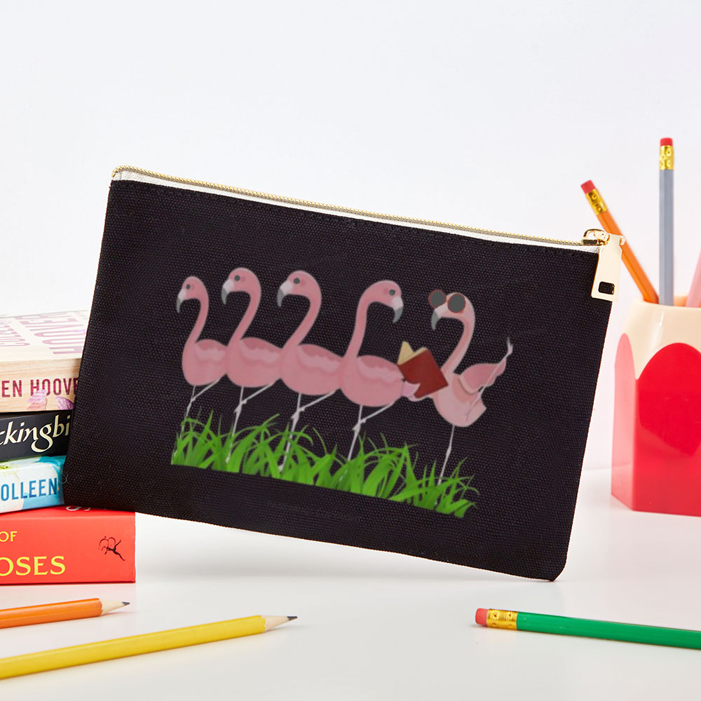Pagewings Funny Flamingo Reading Book  Pouch