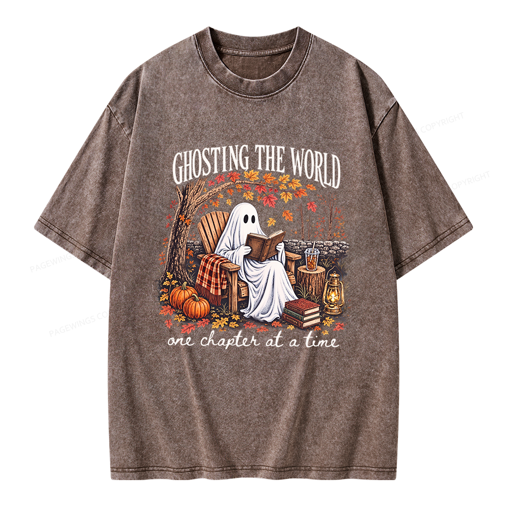 Pagewings Ghosting The World Sublimation Unisex Washed T-shirt