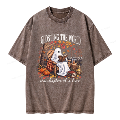 Pagewings Ghosting The World Sublimation Unisex Washed T-shirt