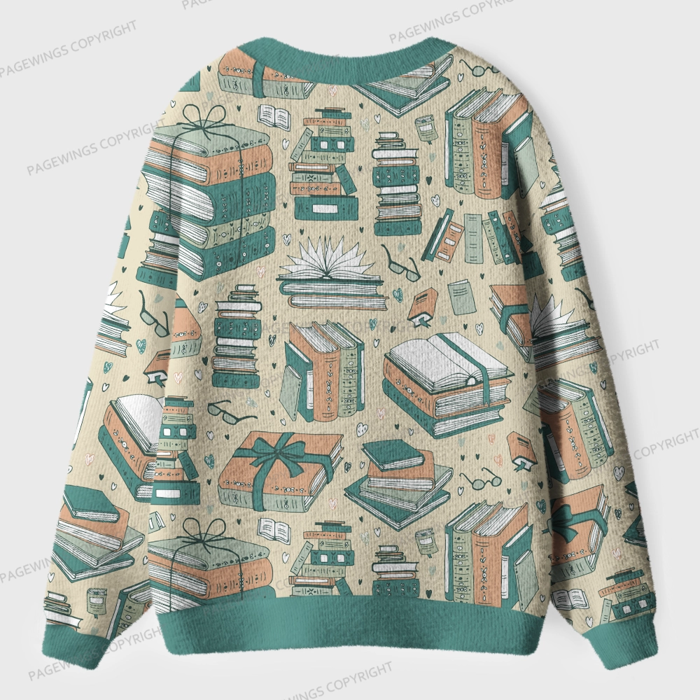 Pagewings Cozy Up With a Good Book Unisex Ugly Cardigan Sweaters
