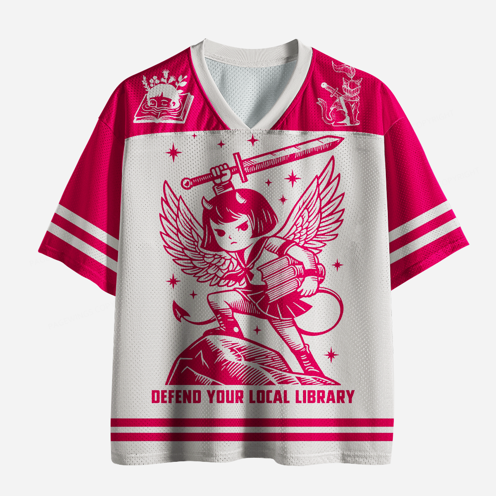 Pagewings Defend Your Local Public Libraries Unisex Mesh Jersey