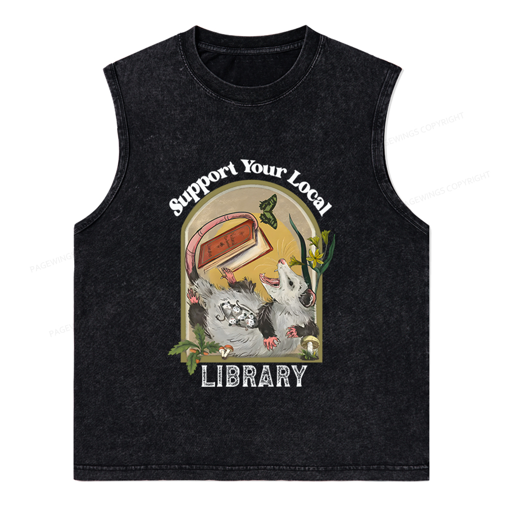 Pagewings Library Readers Make Leaders Jersey Short Sleeve Unisex Washed Tank Top