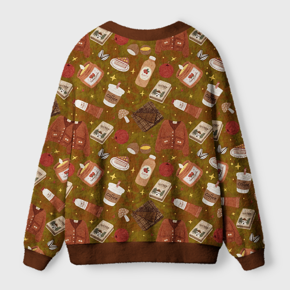 Pagewings Coffee and Books Light Knit Unisex Cardigan Sweaters