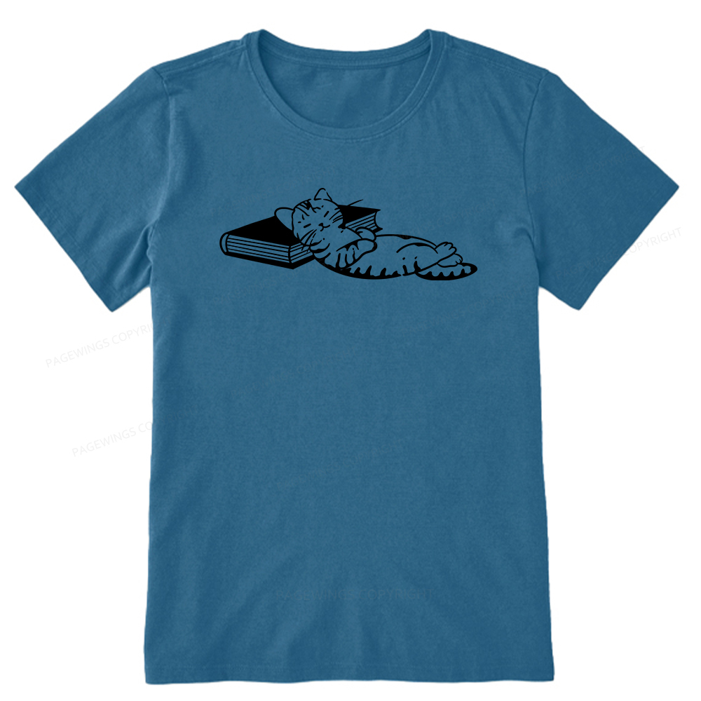 Pagewings A Cat Sleeping On The Book Unisex Classic T-shirt