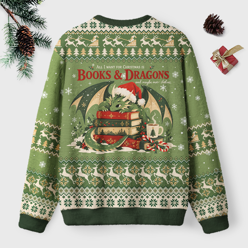 Pagewings Book & Dragons Unisex Ugly Light Knit Sweatshirt