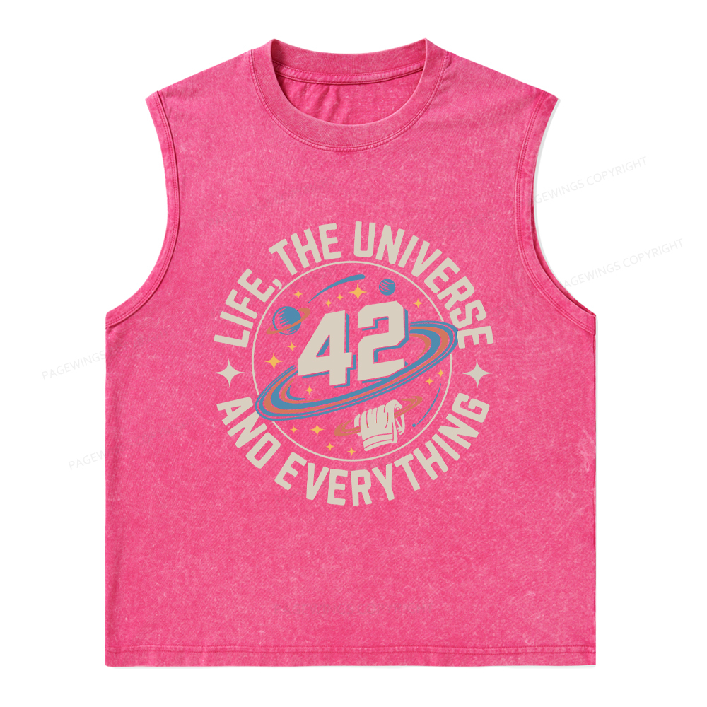 Pagewings Life The Universe And Everything Unisex Washed Tank Top
