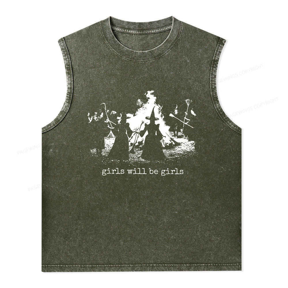 Pagewings Girls Will Be Girls Unisex Washed Tank Top