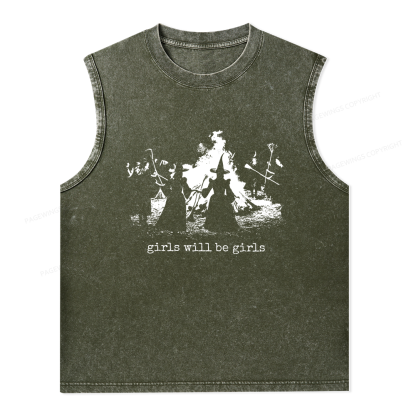 Pagewings Girls Will Be Girls Unisex Washed Tank Top