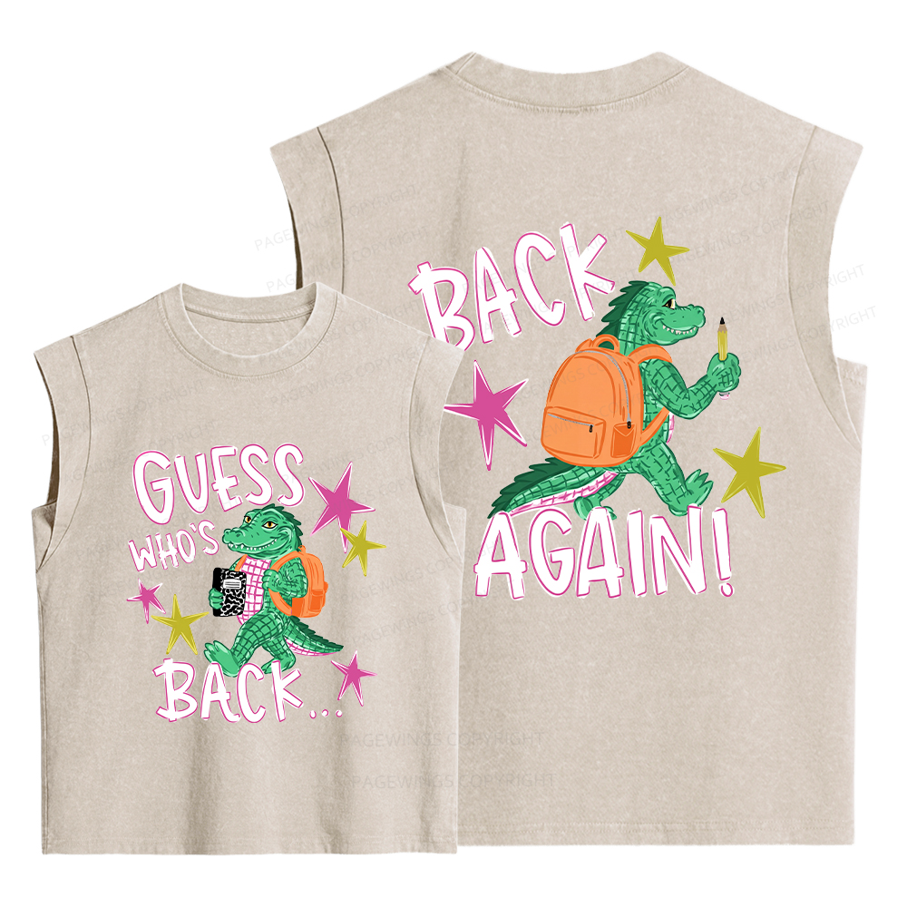 Pagewing Guess Who's Back Teacher Bookish Women's Washed Tank Top