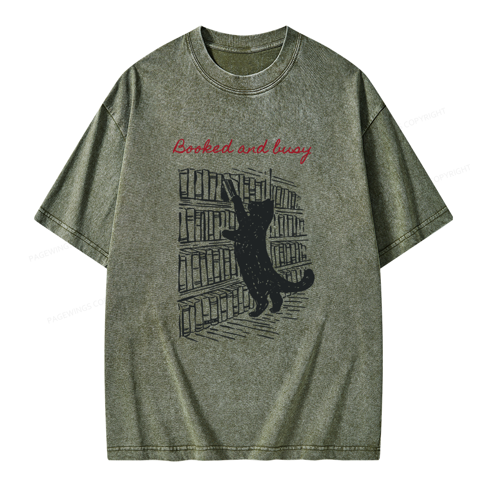 Pagewings Booked and Busy Unisex Washed T-shirt