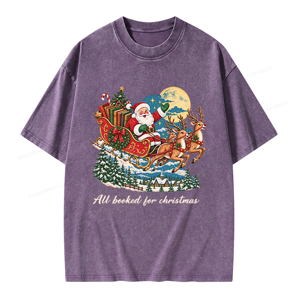Pagewings All Booked For Christmas Unisex Washed T-shirt