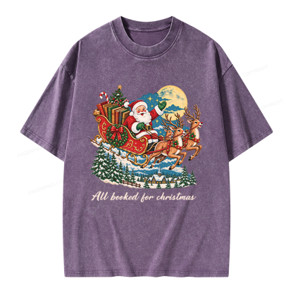 Pagewings All Booked For Christmas Unisex Washed T-shirt