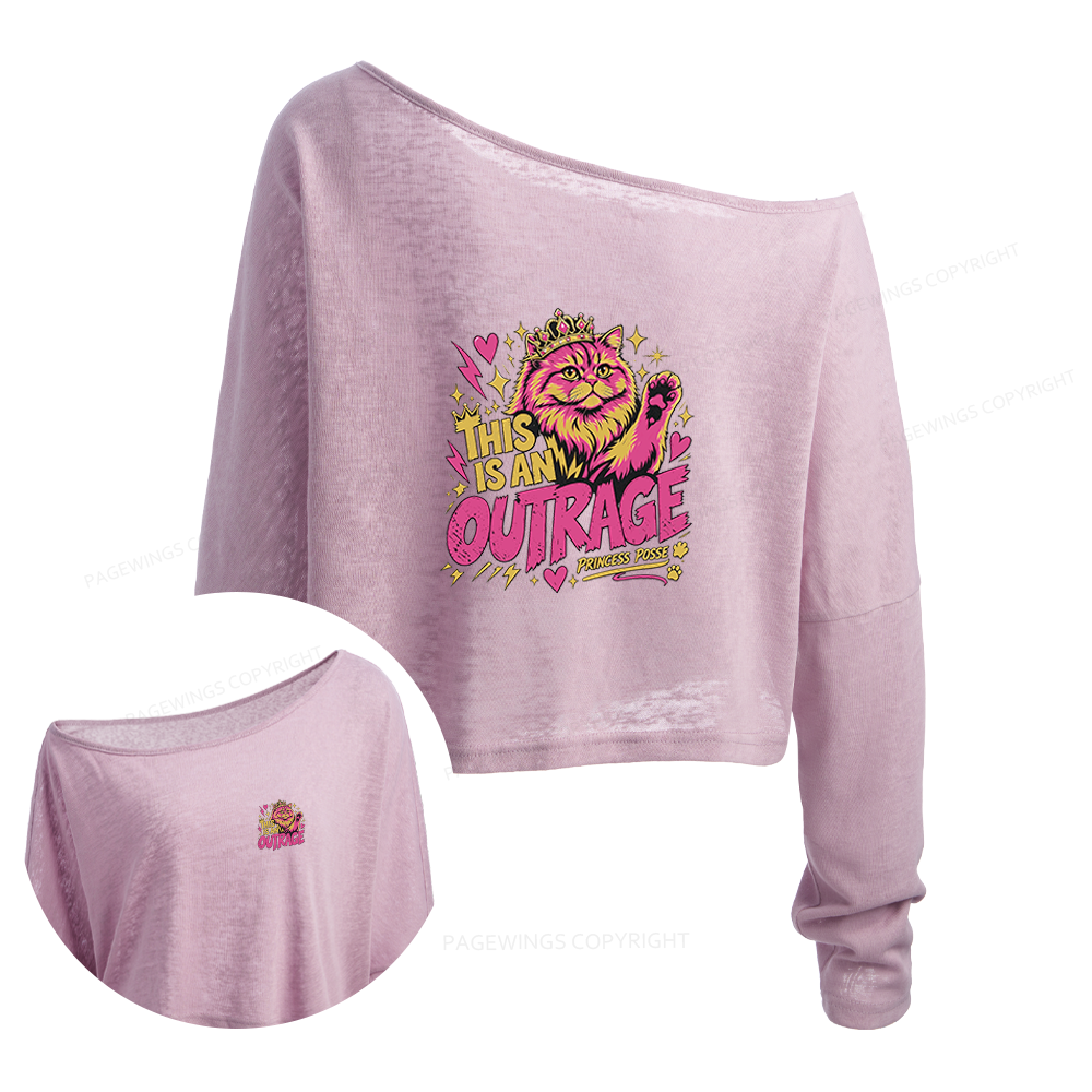 Pagewings This Is An Outrage Slouchy Long Sleeve Off Shoulder T-shirt