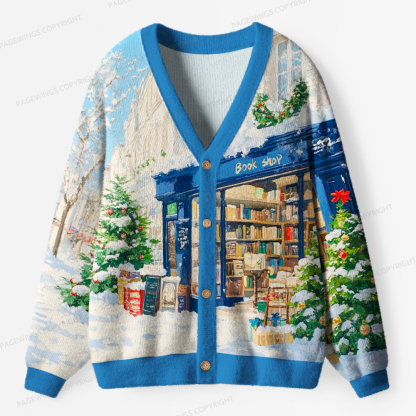 Pagewings Winter Bookshop Unisex Ugly Cardigan Sweaters
