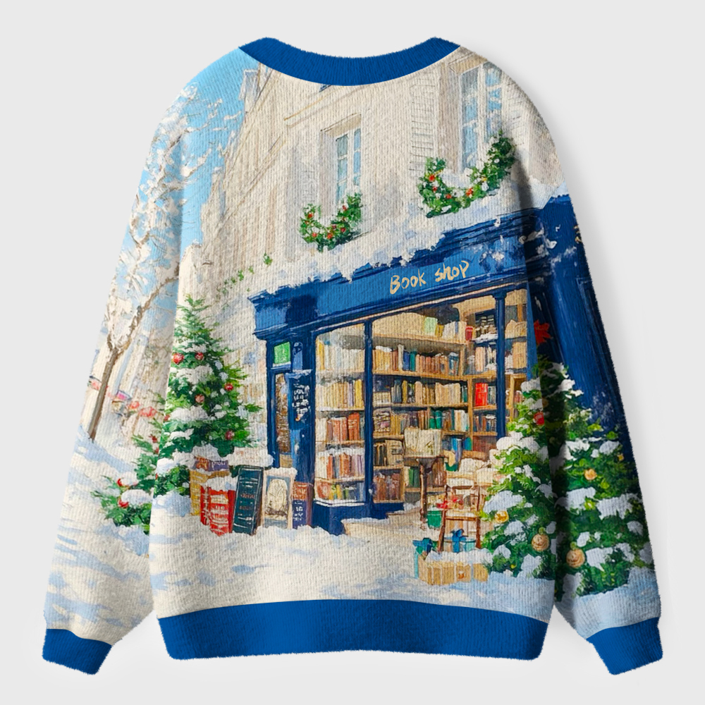 Pagewings Winter Bookshop Unisex Ugly Cardigan Sweaters