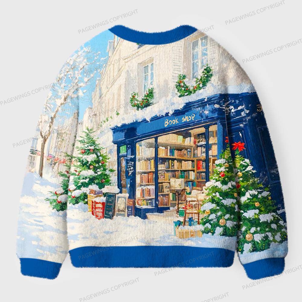 Pagewings Winter Bookshop Unisex Ugly Cardigan Sweaters