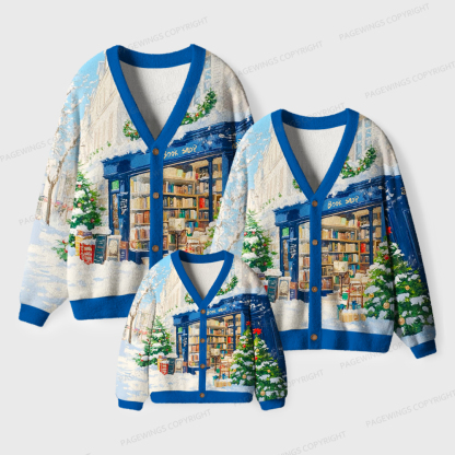 Pagewings Winter Bookshop Unisex Ugly Cardigan Sweaters