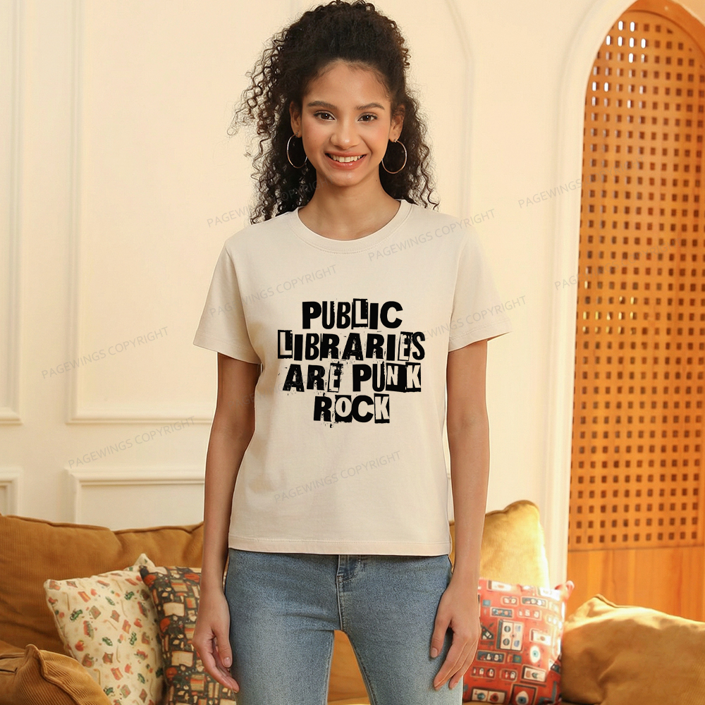 Pagewings Public Libraries Are Punk Rock Women's Washed T-shirt