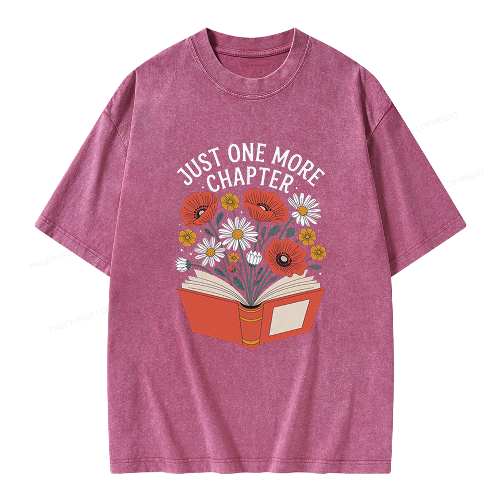 Pagewings Just One More Chapter Floral Book Unisex Washed T-shirt