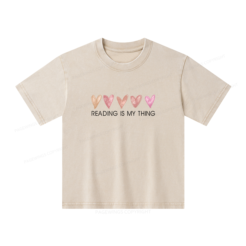 Pagewings  Reading is My Thing Unisex Kids Washed T-shirt