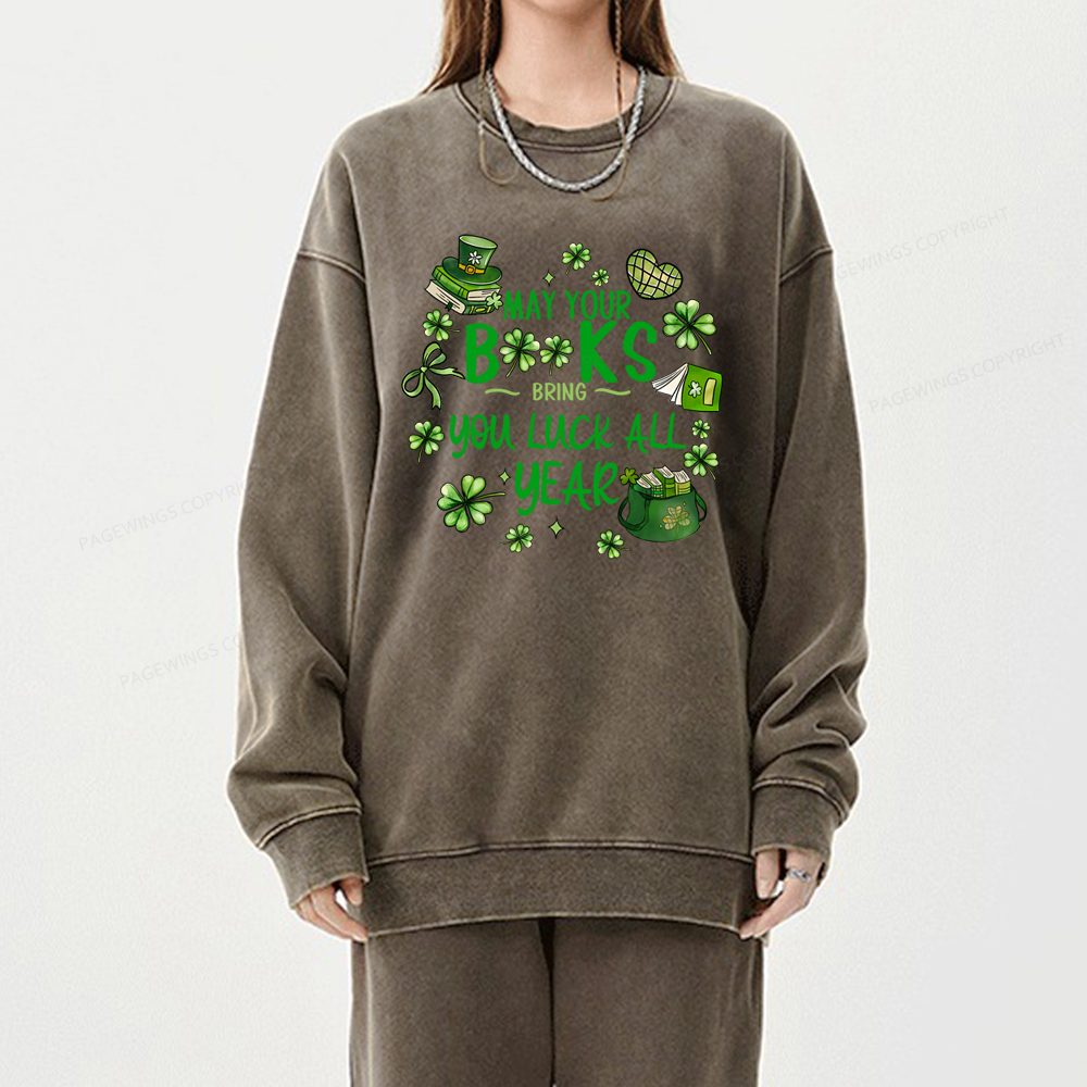 Pagewings St. Patrick's Day Lucky Unisex Washed Sweatshirt
