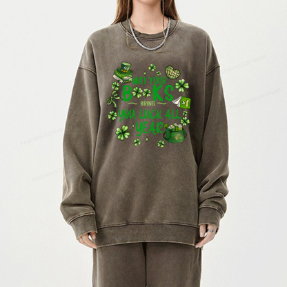 Pagewings St. Patrick's Day Lucky Unisex Washed Sweatshirt