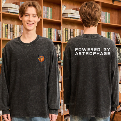 Pagewings Powered By Astrophage Unisex Washed Long Sleeve T-shirt 