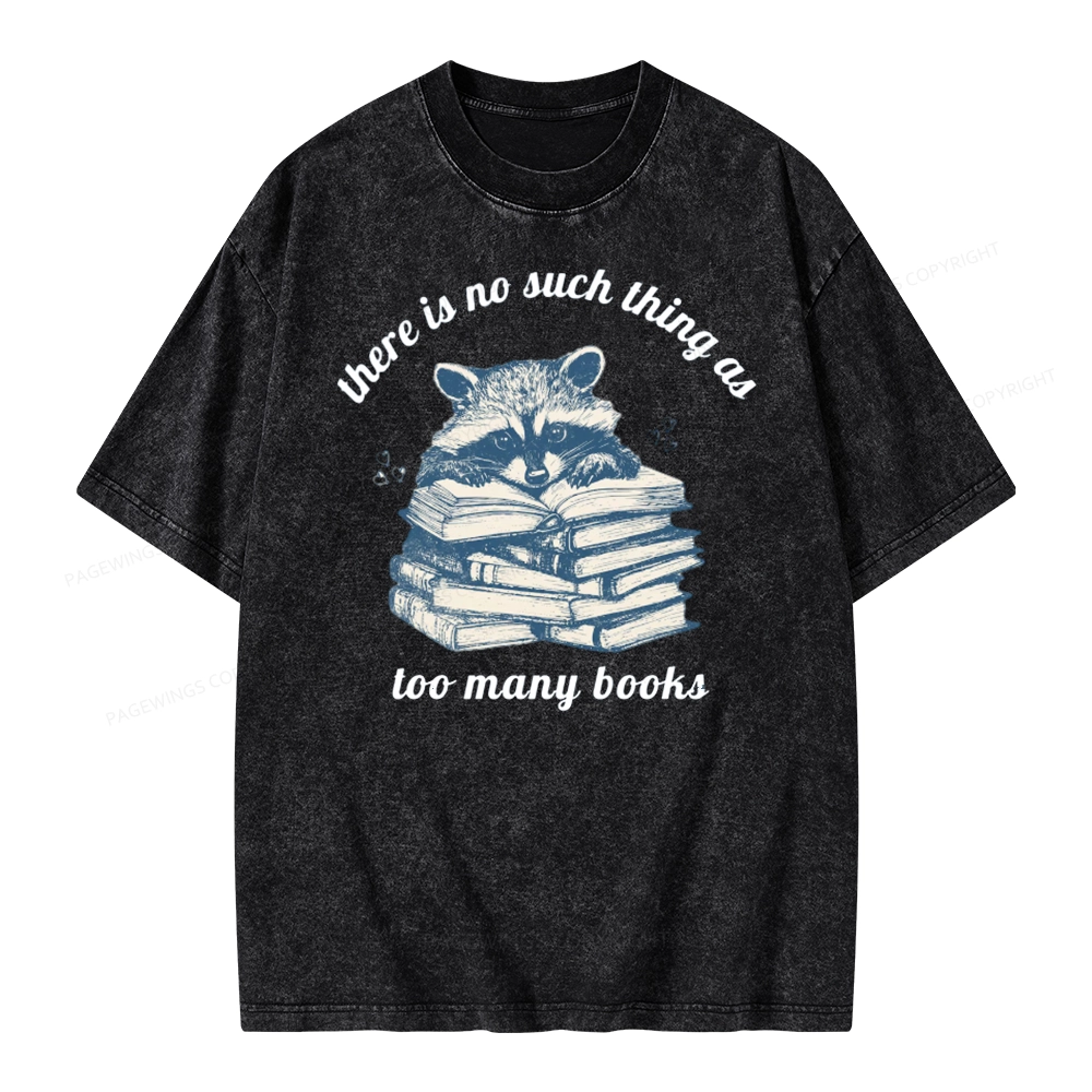 Pagewing Book Lover Raccoon Unisex Washed T-shirt