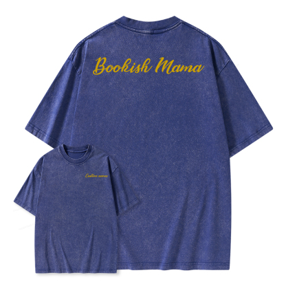 Pagewings Personalized Bookish Mama Unisex Washed T-shirt
