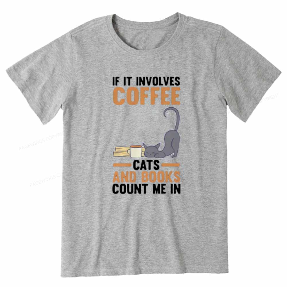 Pagewings Cats Reading Books Coffee Unisex Classic T-shirt
