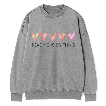 Pagewings Reading is My Thing Unisex Washed Sweatshirt