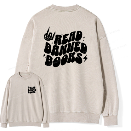 Pagewings Read Banned Books Unisex Washed Sweatshirt