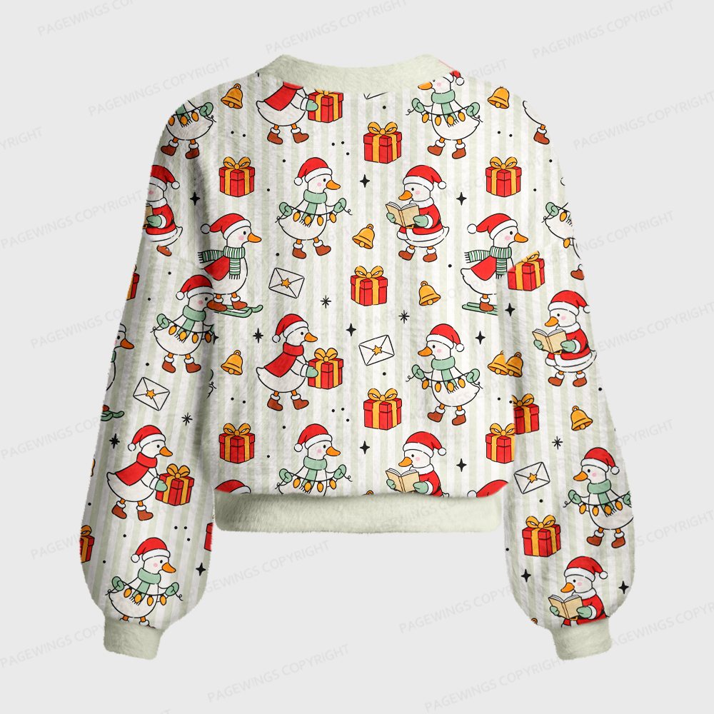 Pagewings Christmas Book Goose Women's Cardigan Sweater