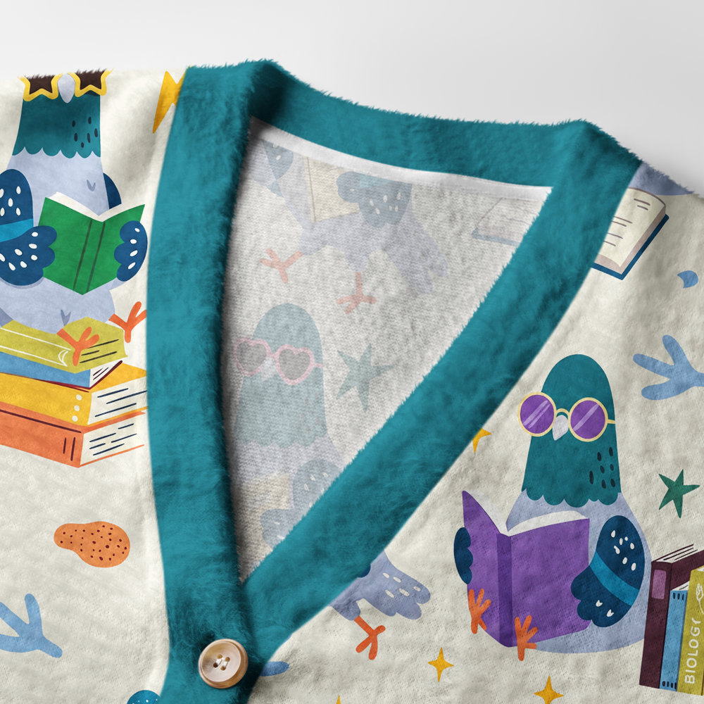 Pagewings Librarian Pigeon Light Knit Unisex Cardigan Sweaters