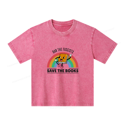 Pagewings Ban The Fascists Save The Books Shirt Unisex Kids Washed T-shirt