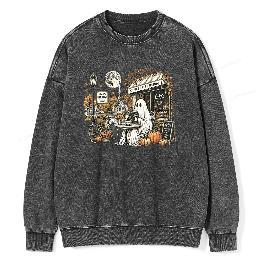 Pagewings Stars Hollow Ghost Unisex Washed Sweatshirt