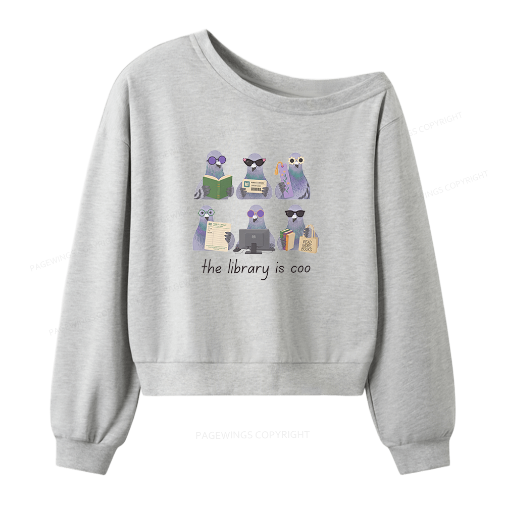 Pagewings Librarian Pigeon Women Off Shoulder Sweatshirt