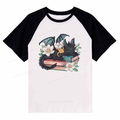 Pagewings Fantasy Book Dragon Raglan T-shirt