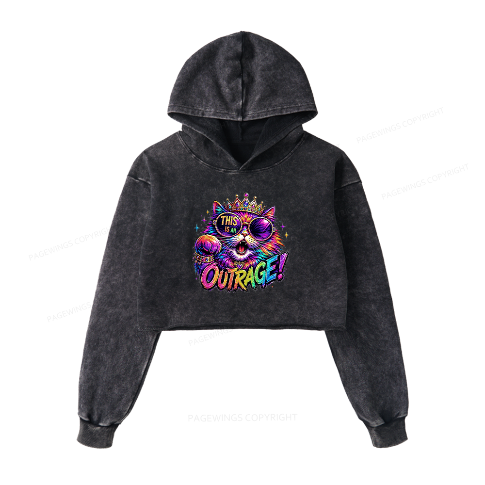 Pagewings Sci-Fi Book Lover Washed Crop Hoodie