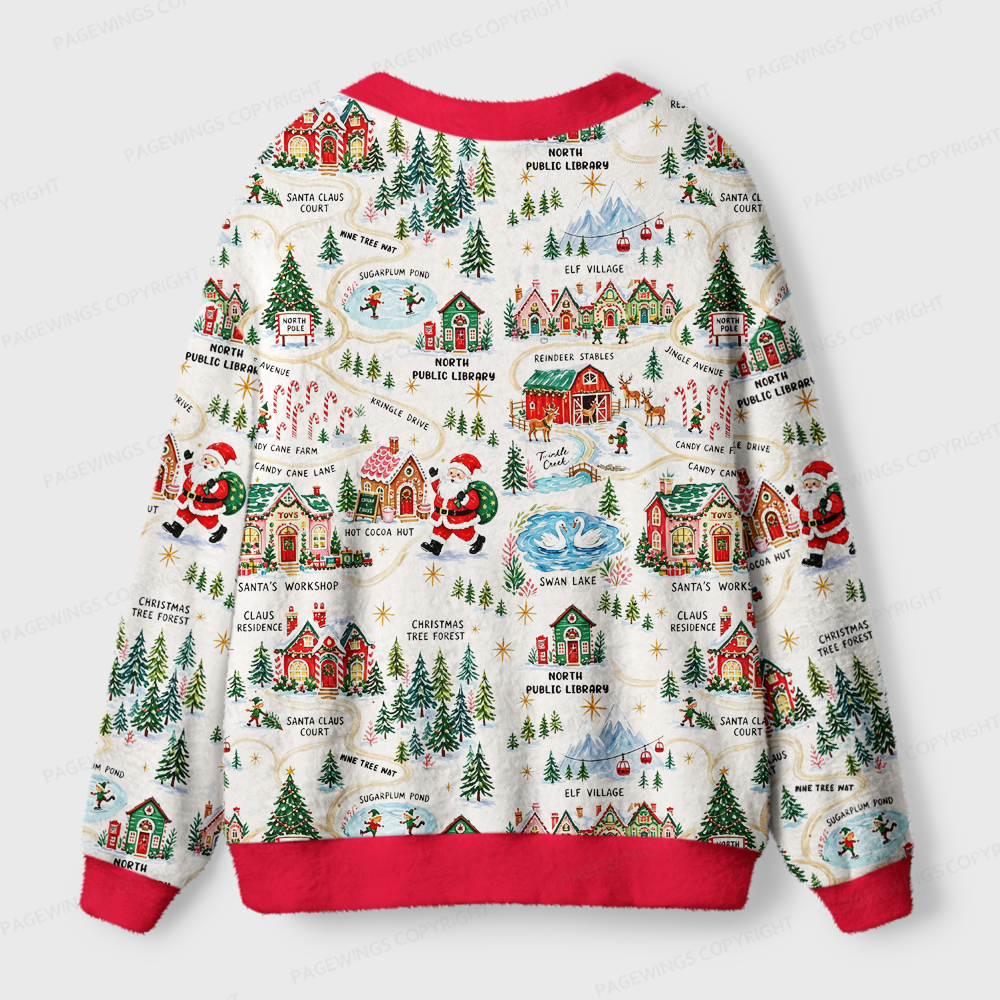 Pagewings Christmas North Pole Light Knit Unisex Cardigan Sweaters