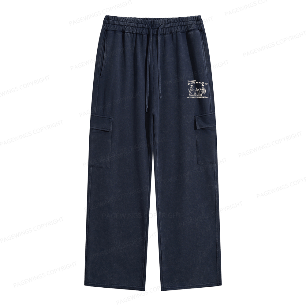 Pagewings Drag Queens Unisex Washed Cargo Sweatpants