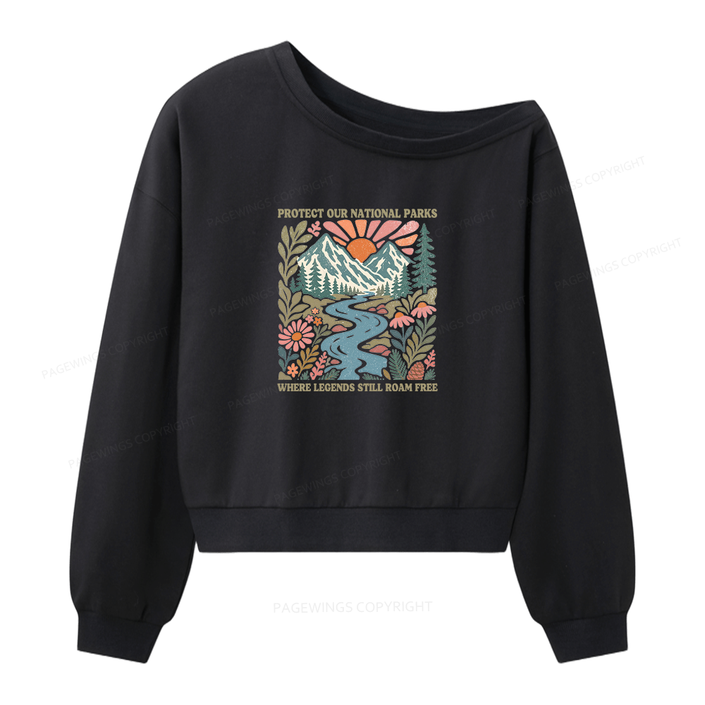 Pagewings National Parks Women Off Shoulder Sweatshirt
