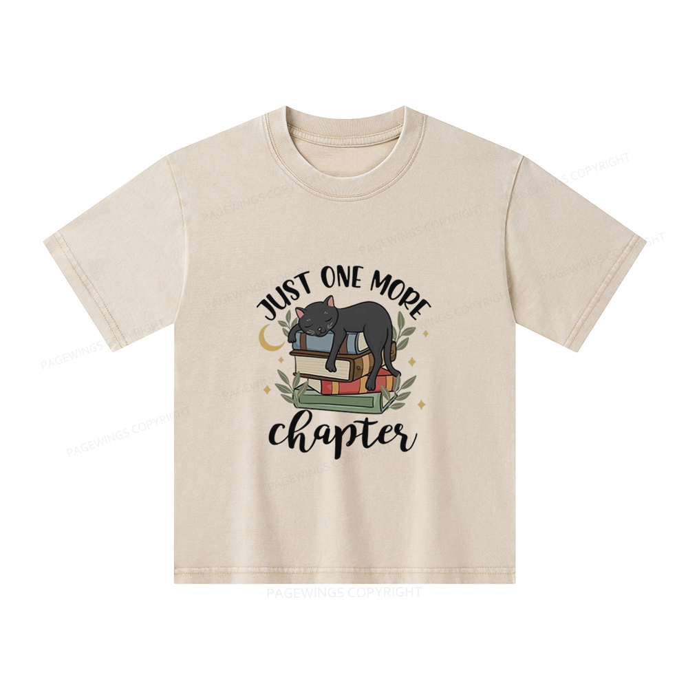 Pagewings Just One More Chapter Adorable Cat Unisex Kids Washed T-shirt