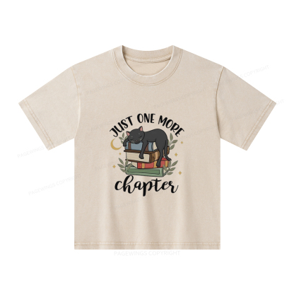 Pagewings Just One More Chapter Adorable Cat Unisex Kids Washed T-shirt