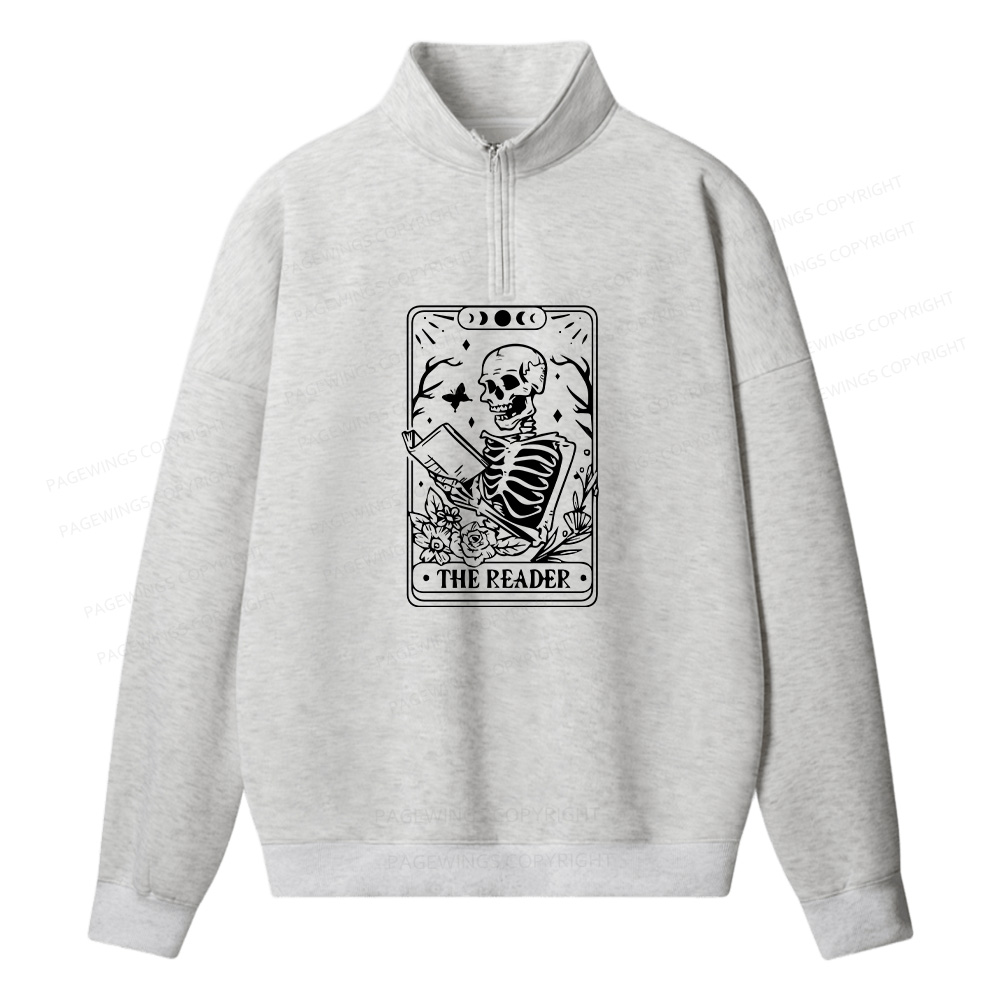 Pagewings Halloween The Reader Tarot Card Unisex Half Zip Fleece Sweatshirt 