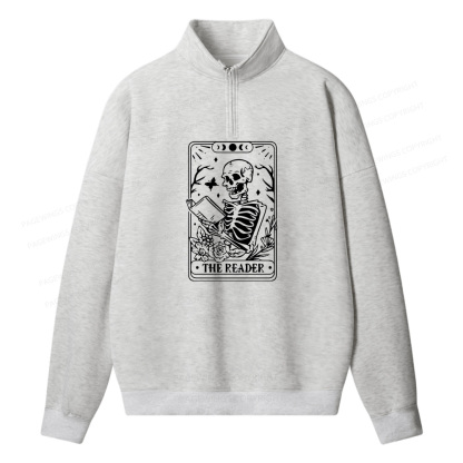 Pagewings Halloween The Reader Tarot Card Unisex Half Zip Fleece Sweatshirt 