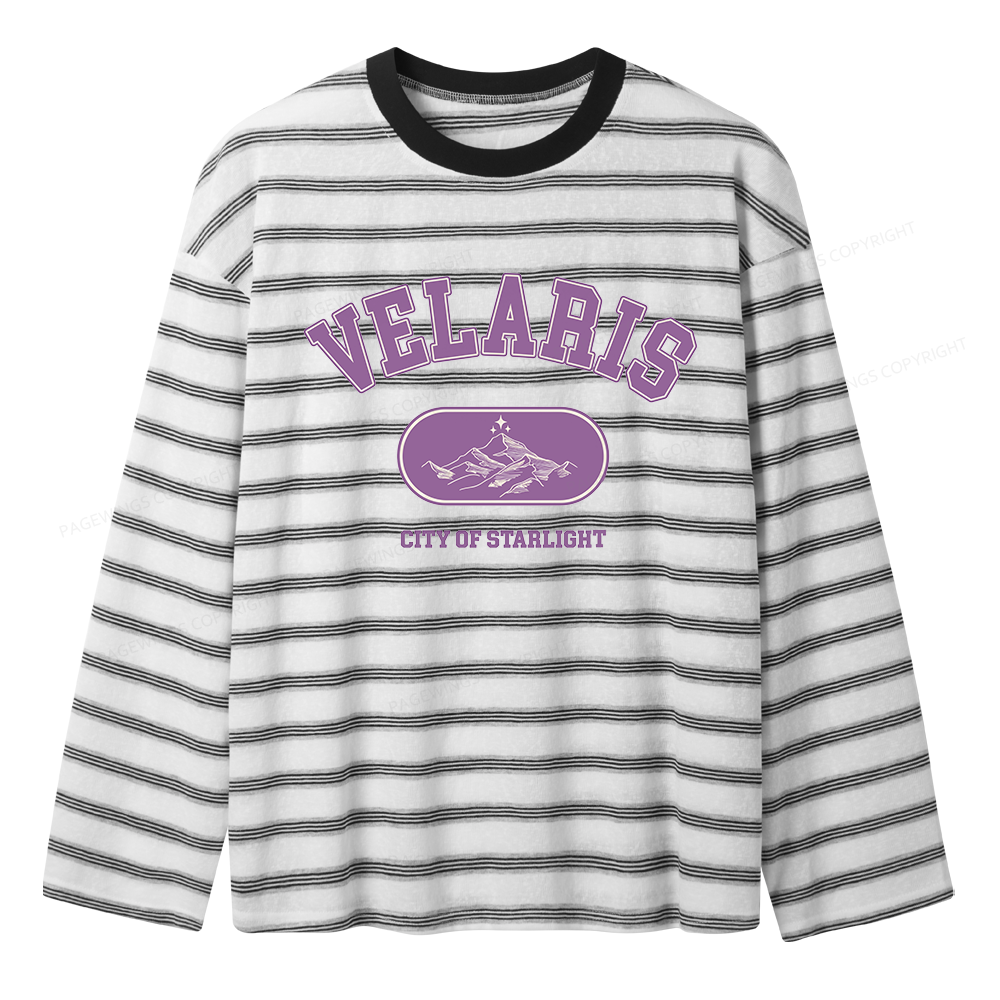 Pagewings Fantasy Book Lover Unisex Washed T-shirt Unisex Striped Long Sleeve T-Shirt