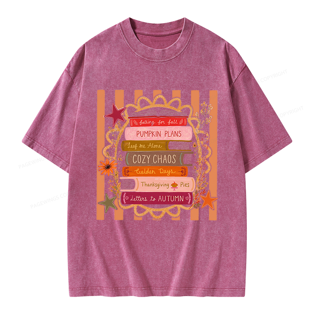 Pagewings All Booked For Fall Unisex Washed T-shirt