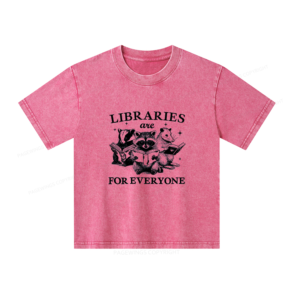 Pagewings Libraries Are For Everyone Unisex Kids Washed T-shirt